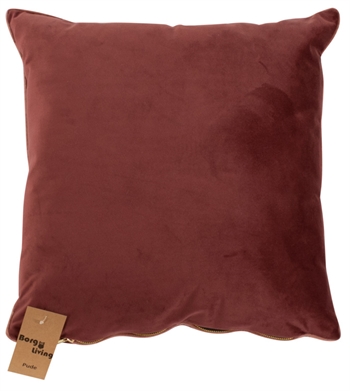 Pyntepude - 45x45 cm - Ensfarvet bordeaux  - Velour - Borg Living