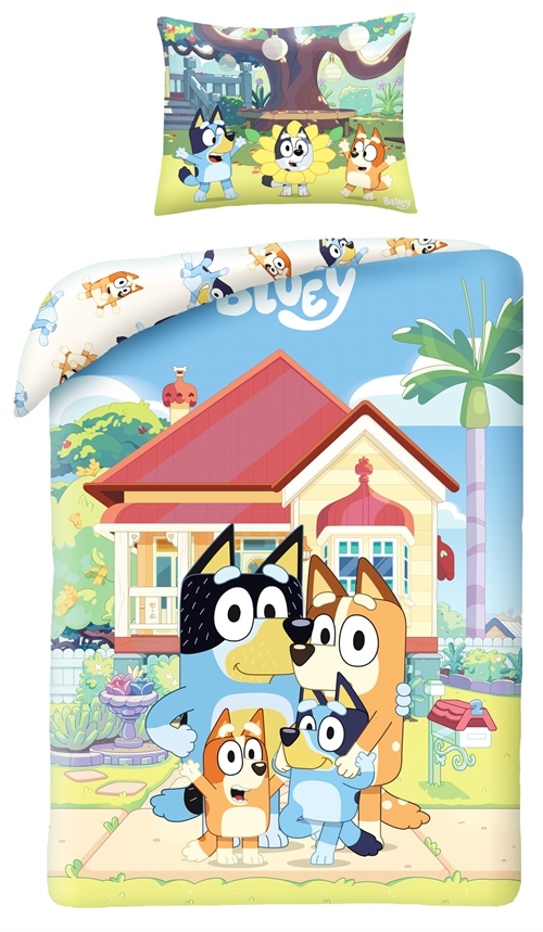 Bluey sengetøj - 100% Blødt bomuld - 140x200 cm - Dynebetræk med 2 i 1 design - 100% bomuld sengesæt 