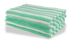 Strandhåndklæde - 100x200 cm - 100% Bomuld - Grønne og hvide striber - Strand håndklæde - Nordstrand Home
