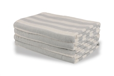 Stribet badehåndklæde - 70x140 cm - 100% Bomuld - Gråt og hvidt - Badehåndklæde med striber - Nordstrand Home 