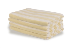 Stribet badehåndklæde - 70x140 cm - 100% Bomuld - Gult og hvidt - Badehåndklæde med striber - Nordstrand Home 