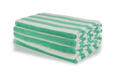 Stribet badehåndklæde - 70x140 cm - 100% Bomuld - Grøn og hvidt - Badehåndklæde med striber - Nordstrand Home 