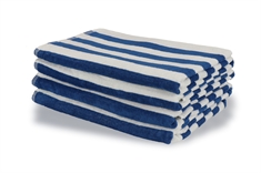 Stribet badehåndklæde - 70x140 cm - 100% Bomuld - Blåt og hvidt - Badehåndklæde med striber - Nordstrand Home 