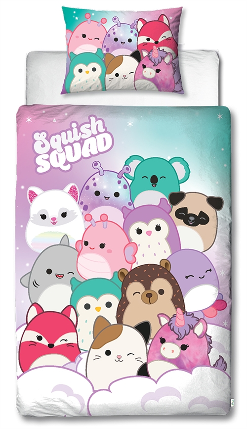 Squishmallows sengetøj - 150x210 cm - Squishmallows 2 i 1 sengesæt - 100% bomuld