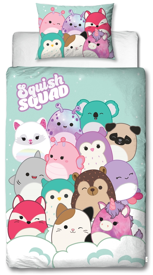 Squishmallows sengetøj 140x200 cm - 100% blødt bomuld - Squishmallows sengesæt - Vendbart design