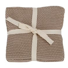 3 stk. strikkede karklude i beige - 27x27 cm - 100% Bomuld - Nordstrand Home